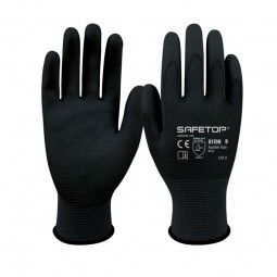 FEATHER TASK T. 6-10/BLACK PU COATING ON POLYESTER LINER INDIVIDUAL POLYBAG