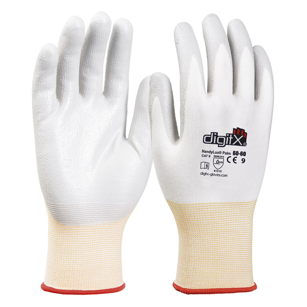 HANDYLUX PALM T. 6-11, FOAM WHITE NITRILE ON NYLON LINER (NO FINGERPRINTS)